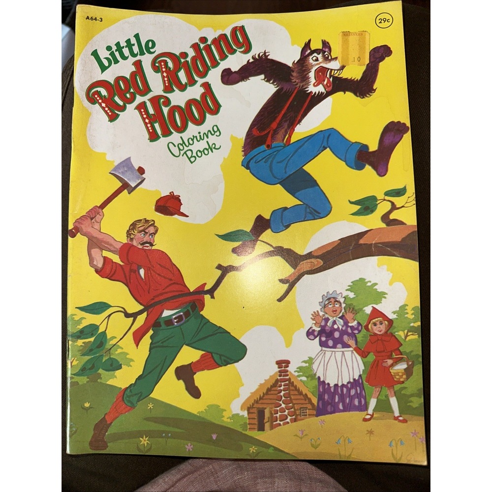 Vintage Little Red Riding Hood Coloring Book Playmore Inc 3 Pages Colored‎